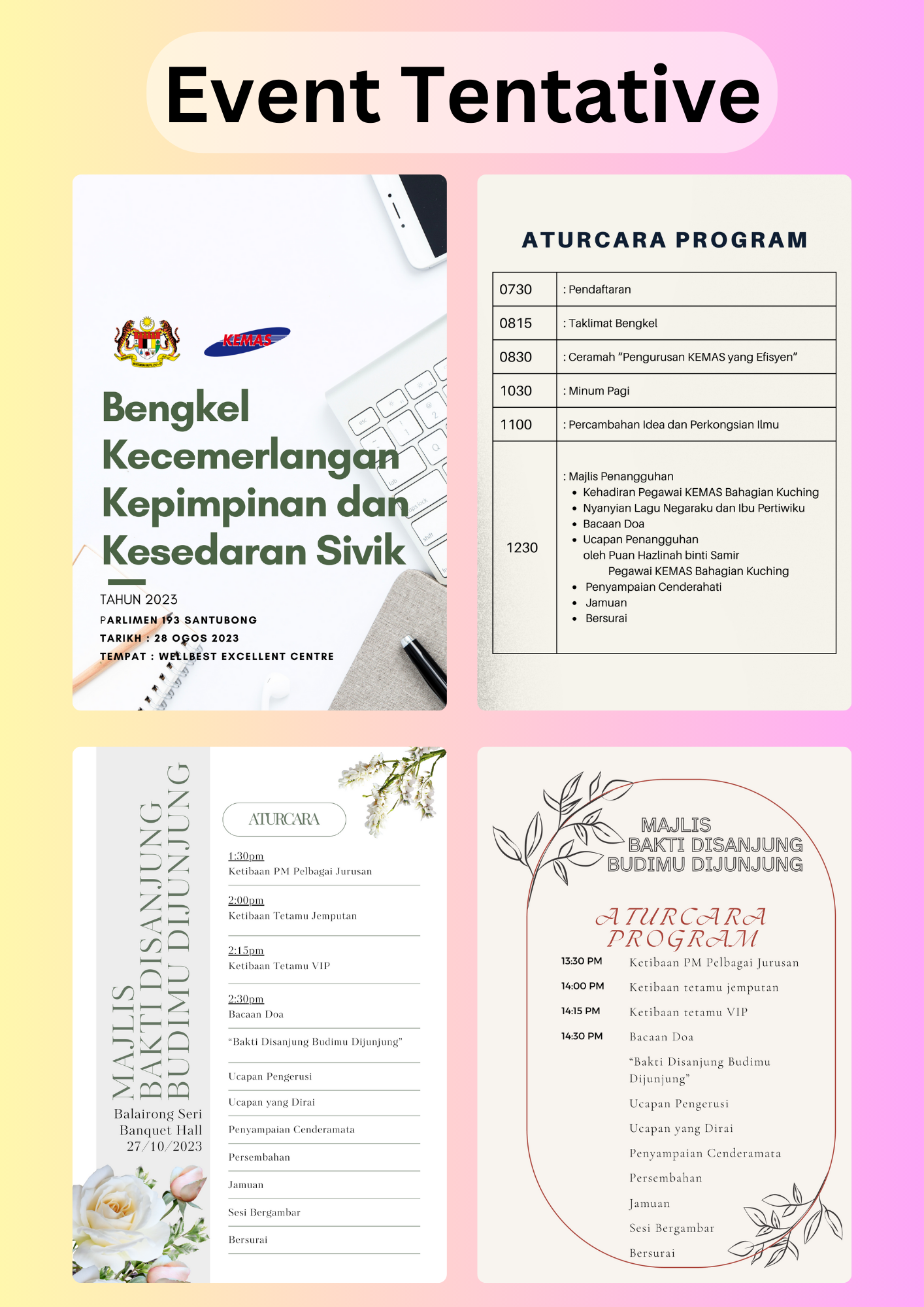 Program and Event Tentative Design