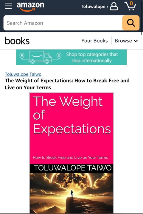 A copy of my newly published book, The Weight of Expectations; How to Break Free and Live on Your Terms