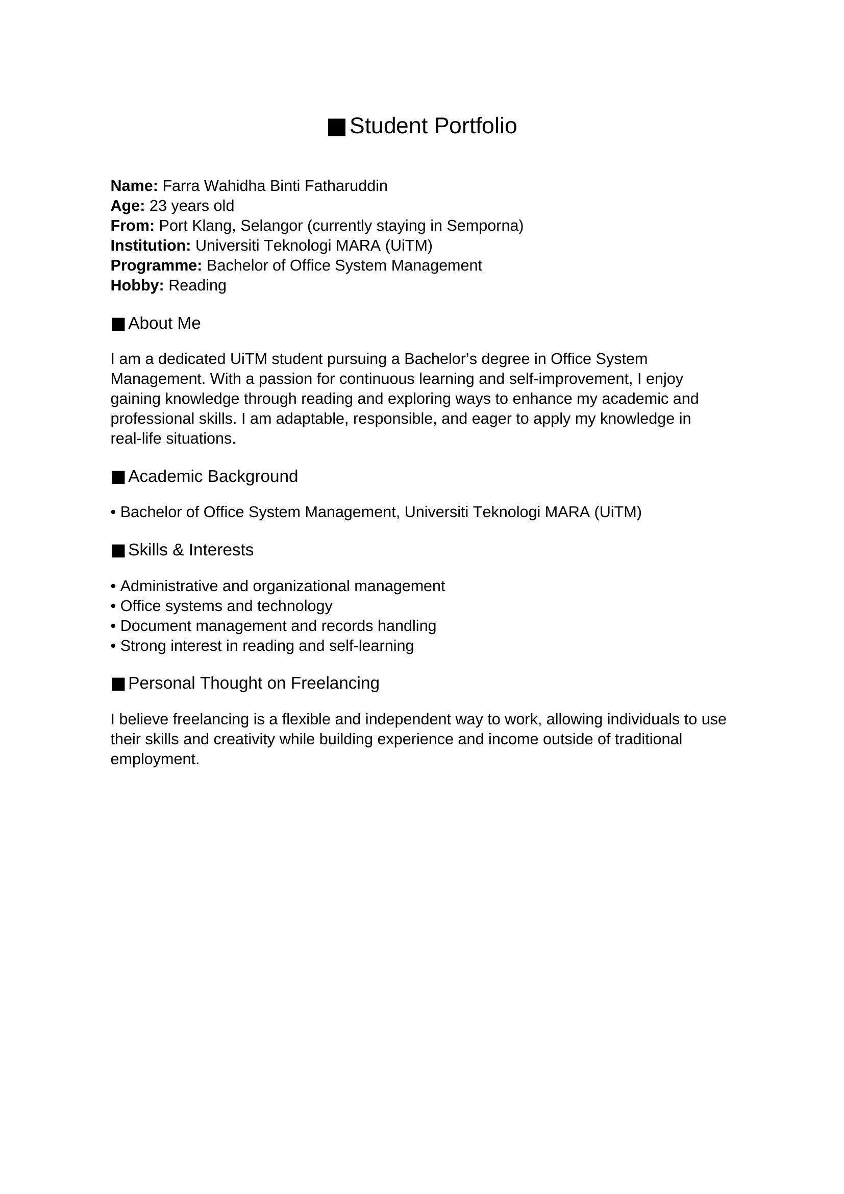 Full Time UiTM Student