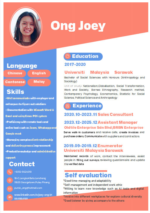 Self-introduction of Joey