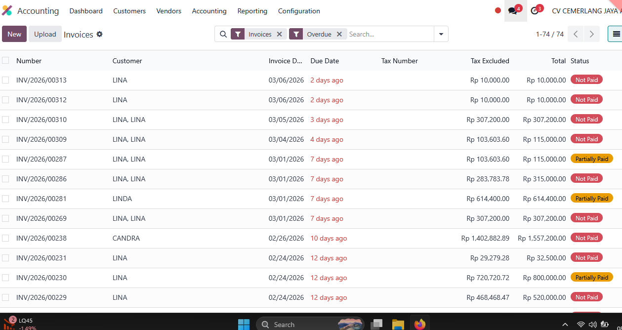 Maintaining accounts receivables