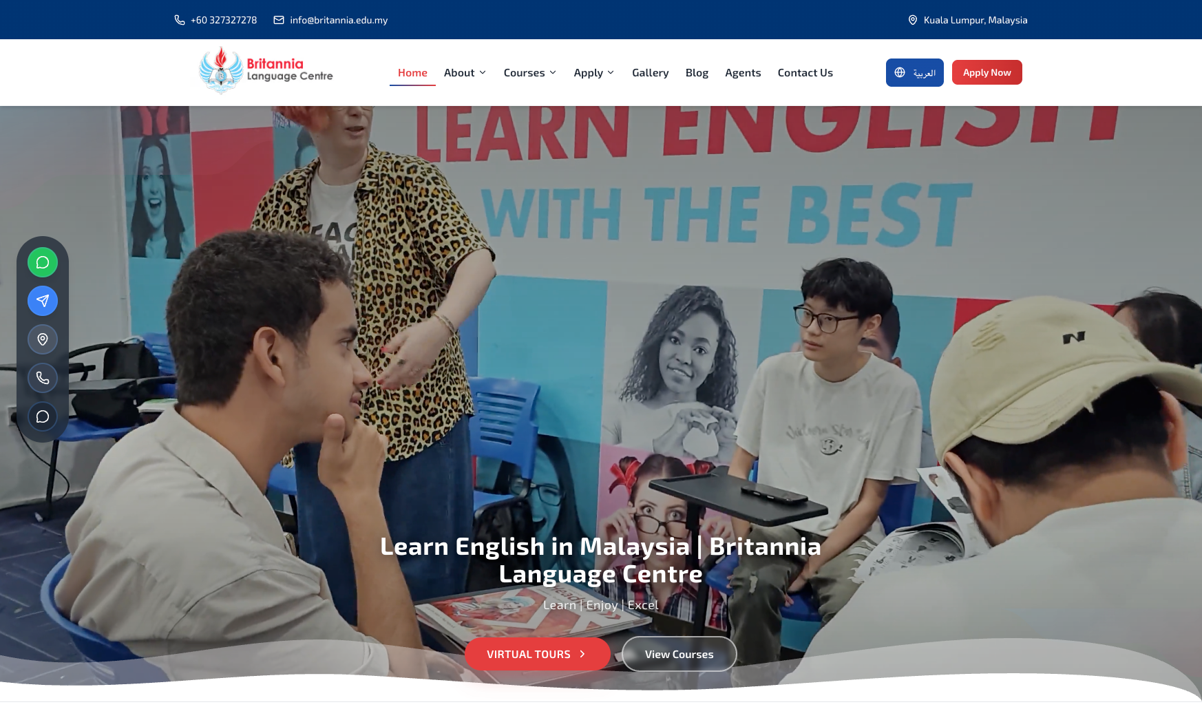Britannia Language Centre — WordPress Frontend