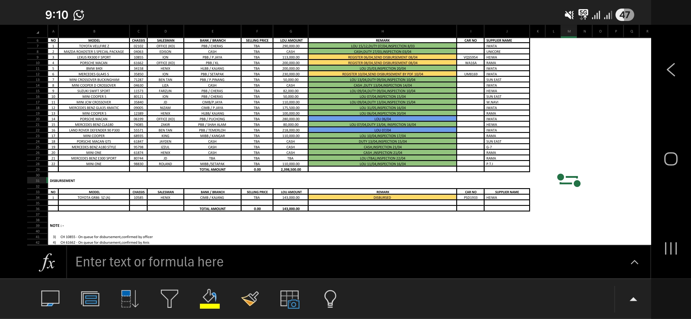 Organise Pending Task