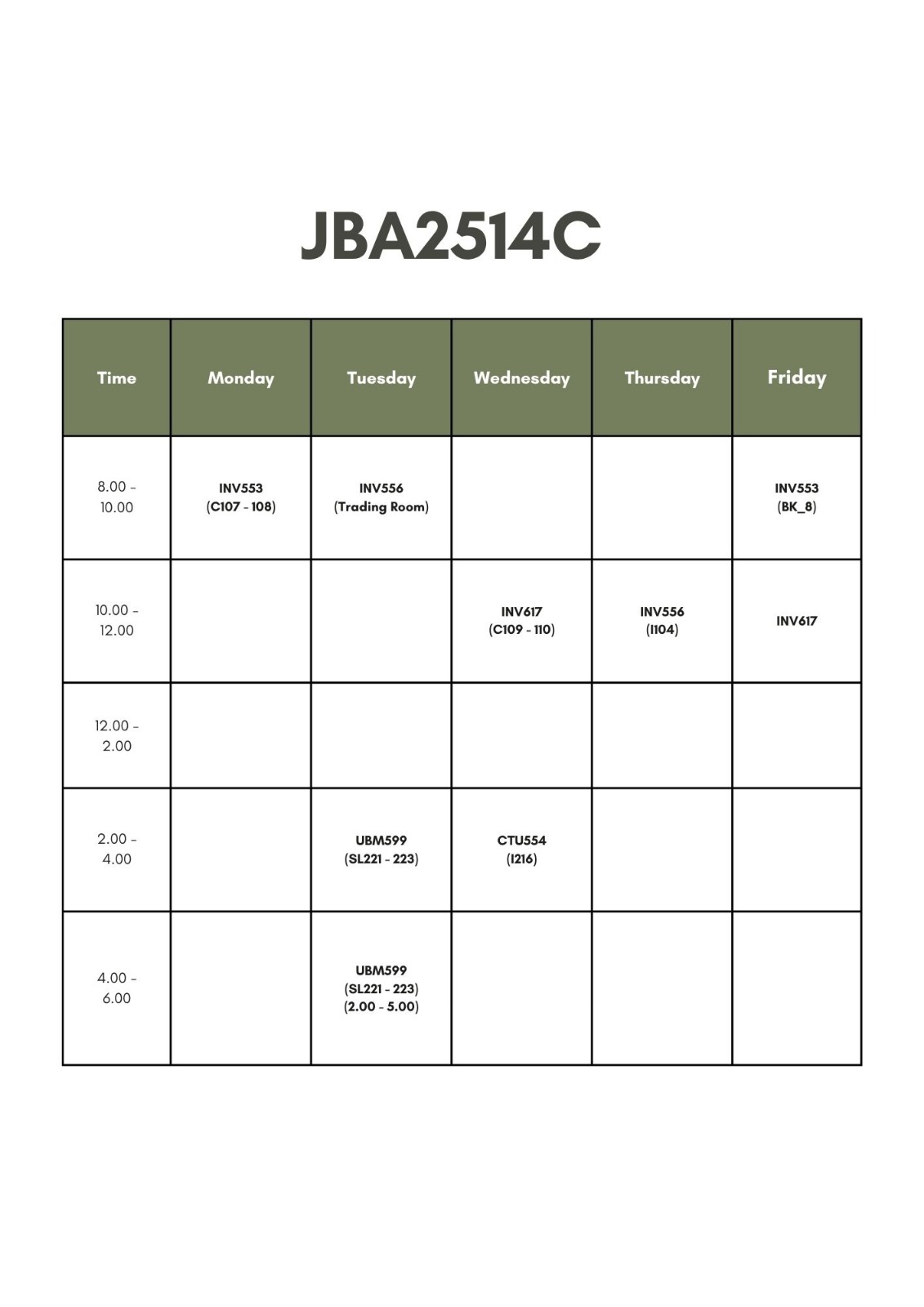 Class TimeTable